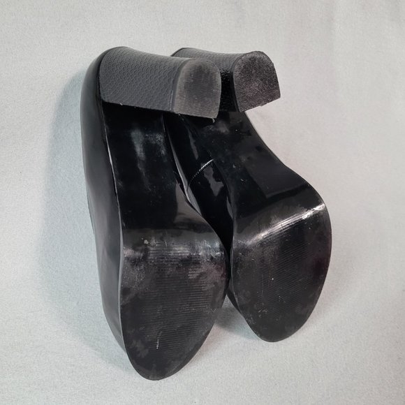 ShoeDazzle Womens Size 10 Black Block Heel Animal Print Patent Leather Pumps - Picture 4 of 7